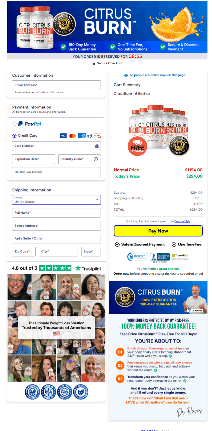 CitrusBurn Checkout Page